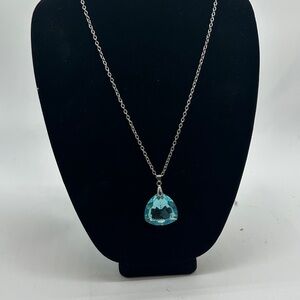 Elegant Silver Necklace with Blue Pendant